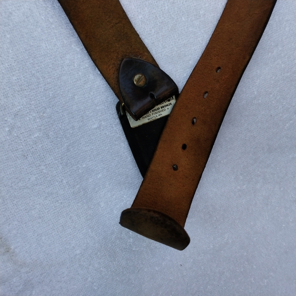 Vintage 70s KWAKIUTL RAVEN BIRD TOTEM SOLID BRONZE Buckle+Genuine Leather Belt - Picture 3 of 9